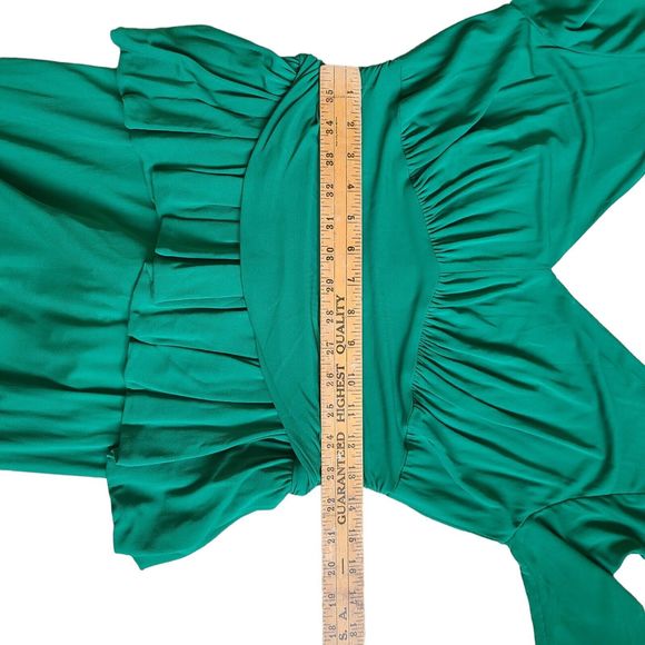 Alexander McQueen Green Peplum Ruched Stretch Dress Viscose Italy sz 48 (14 US) - Picture 13 of 16